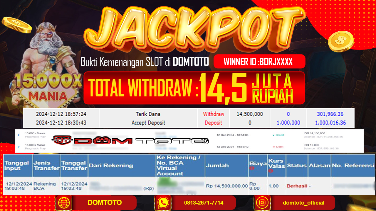 JACKPOT SLOT 15.000X MANIA 12 DESEMBER 2024 